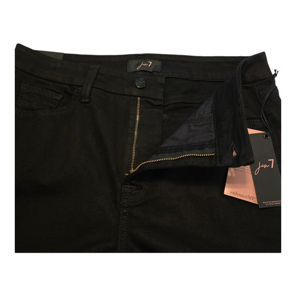 Jen 7 by 7 For All Mankind Jeans Size 10 Black Petite Slim Straight Raw Hem Goth - Picture 9 of 16